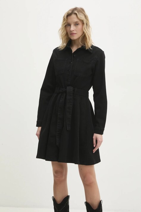 Answear Lab rochie din denim culoarea negru, mini, evazată