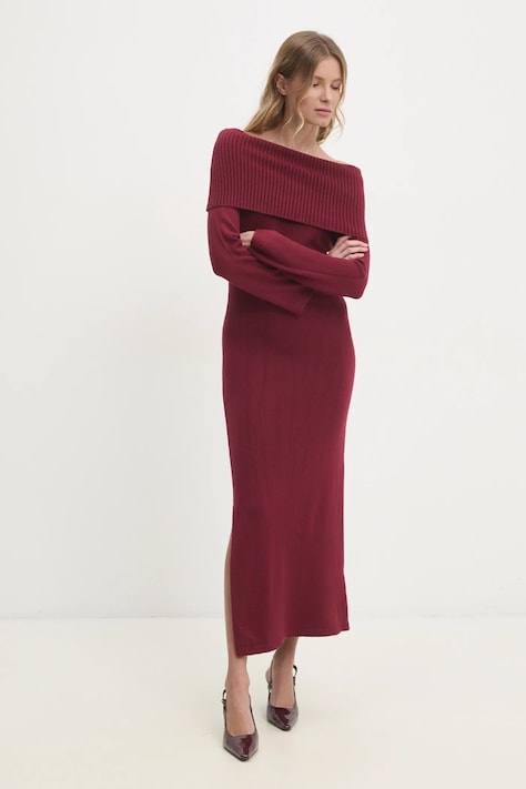 Answear Lab rochie culoarea bordo, maxi, mulată