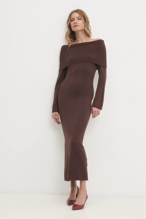 Answear Lab rochie culoarea maro, maxi, mulată
