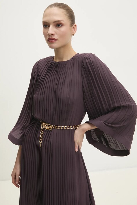 Answear Lab rochie culoarea maro, midi, evazată