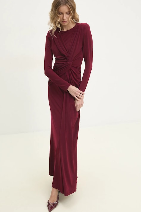 Answear Lab rochie culoarea bordo, maxi, evazată