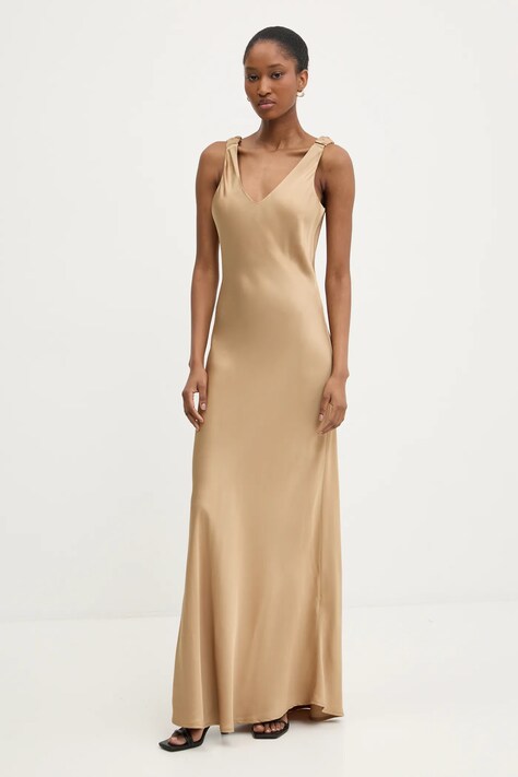 Answear Lab rochie culoarea auriu, maxi, mulată
