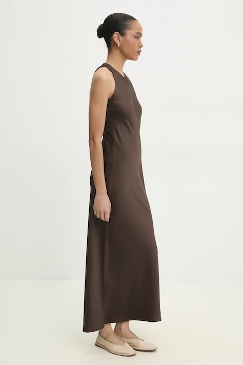 Answear Lab rochie culoarea maro, maxi, evazată