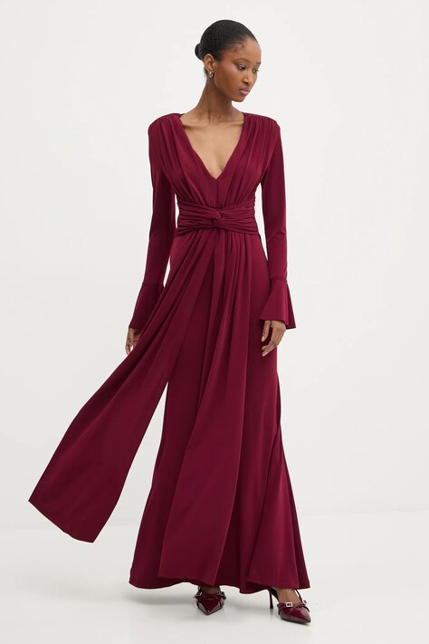 Answear Lab rochie culoarea bordo, maxi, evazată