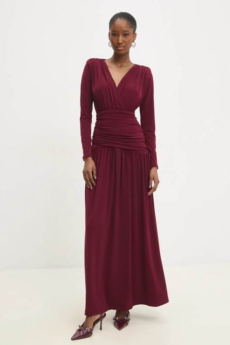 Answear Lab rochie culoarea bordo, maxi, evazată