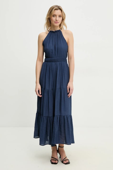 Answear Lab rochie culoarea bleumarin, maxi, evazată