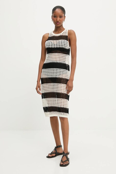 Pamučna haljina za plažu Answear.LAB boja: bež, mini, ravna