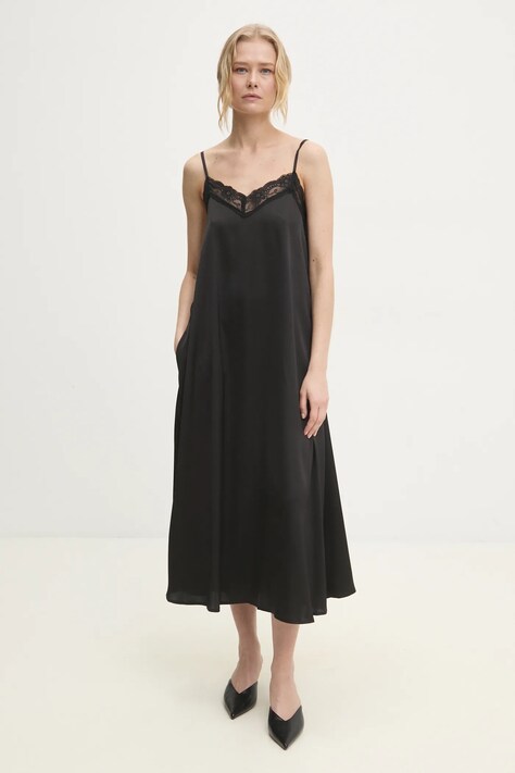 Answear Lab rochie culoarea negru, midi, dreaptă