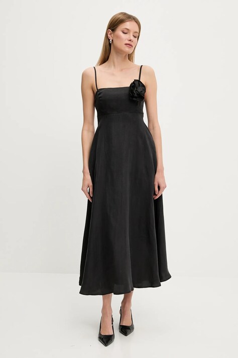 Answear Lab rochie culoarea negru, midi, evazată