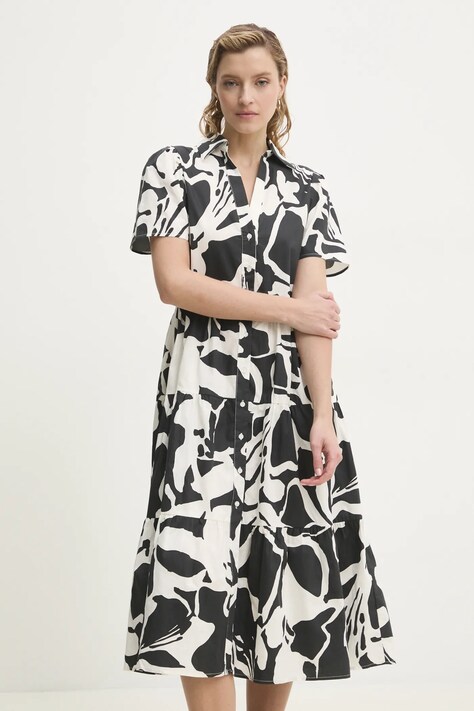 Answear Lab rochie din bumbac culoarea negru, midi, evazată