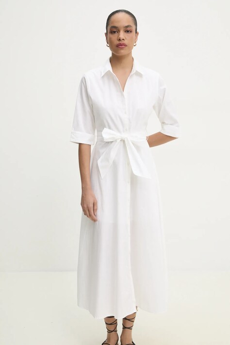 Bavlněné šaty Answear.LAB bílá barva, maxi