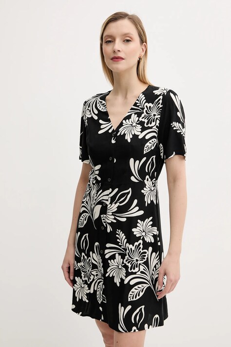 Answear Lab rochie din in culoarea negru, mini, evazată