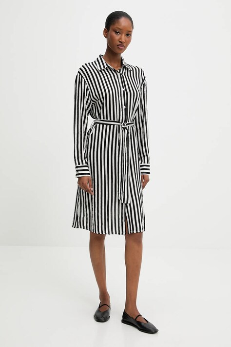 Answear Lab rochie din amestec de mătase culoarea negru, mini, dreaptă