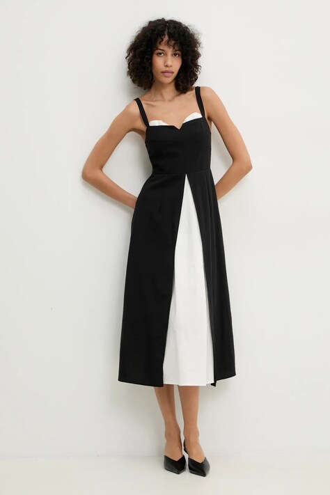 Answear Lab rochie culoarea negru, midi, evazată