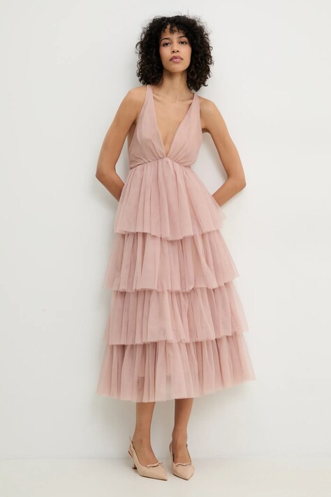 Answear Lab rochie culoarea bej, maxi, evazată