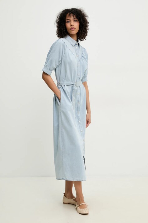 Džínové šaty Answear.LAB modrá barva, maxi