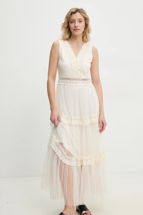 Answear Lab rochie culoarea bej, maxi, evazată