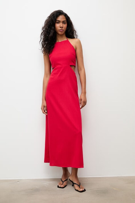 Answear.LAB сукня з льоном червона однотонна