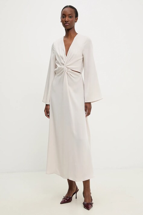 Answear Lab rochie culoarea bej, maxi, evazată