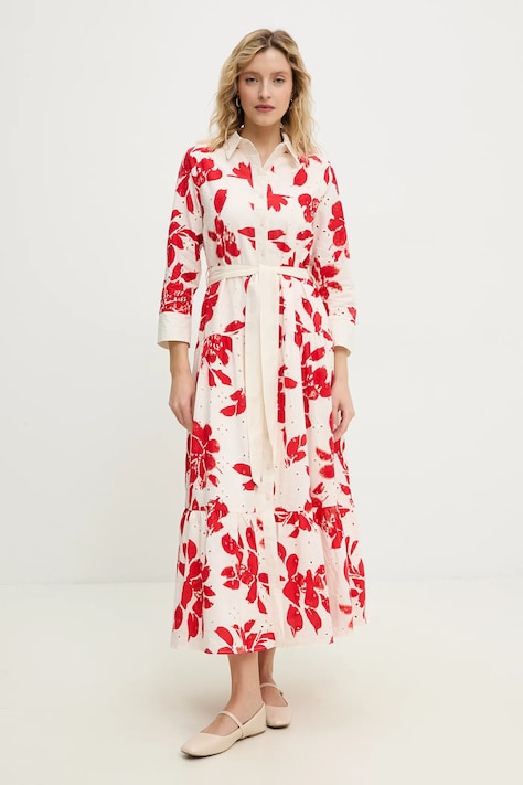 Answear Lab rochie din bumbac culoarea rosu, maxi, evazată