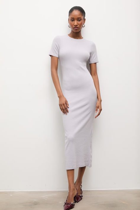 Šaty Answear.LAB fialová farba, midi, priliehavá