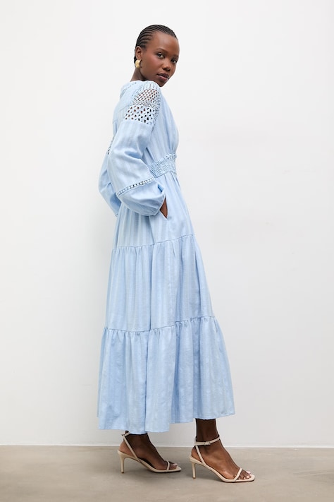 Bavlněné šaty Answear.LAB modrá barva, maxi