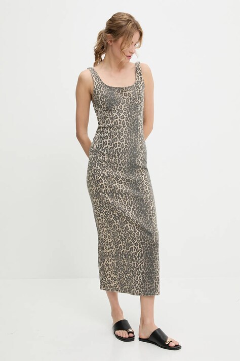 Answear Lab rochie din denim culoarea bej, maxi, mulată