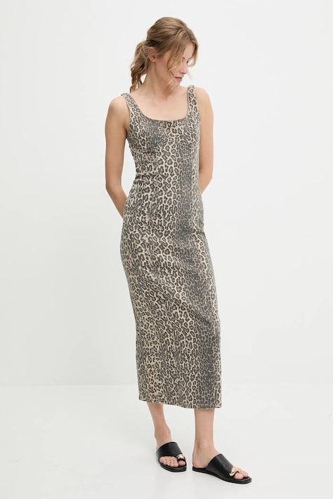 Answear Lab rochie din denim culoarea bej, maxi, mulată