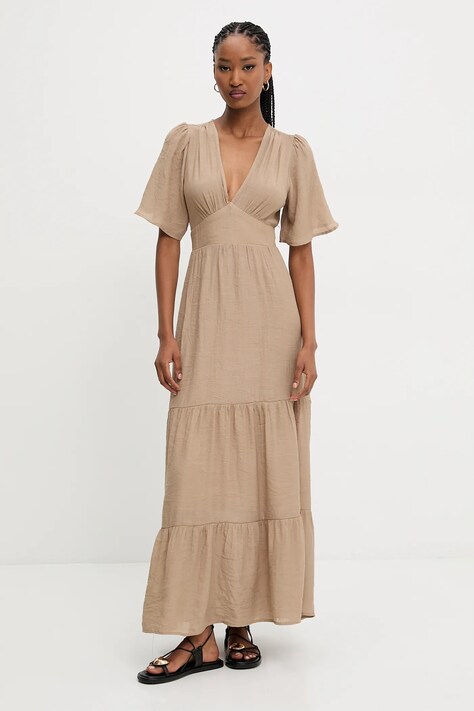 Answear Lab rochie culoarea bej, maxi, evazată