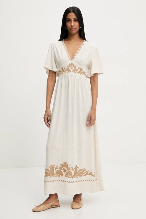 Answear Lab rochie culoarea maro, maxi, dreaptă