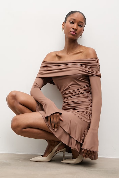 Answear.LAB sukienka brązowa gładka