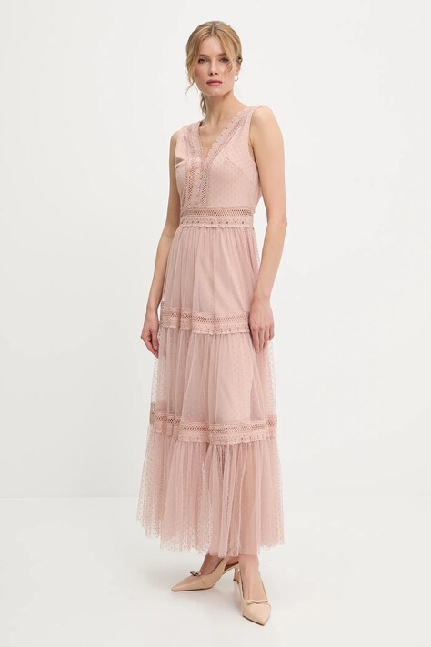 Answear Lab rochie culoarea roz, maxi, evazată