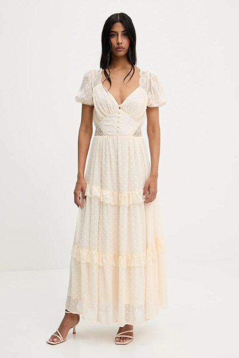 Answear Lab rochie culoarea bej, maxi, evazată
