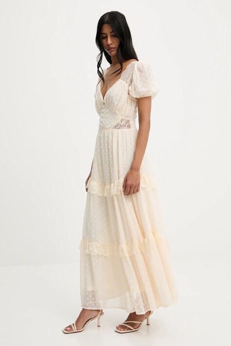 Answear Lab rochie culoarea bej, maxi, evazată