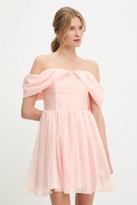 Answear Lab rochie culoarea roz, mini, evazată