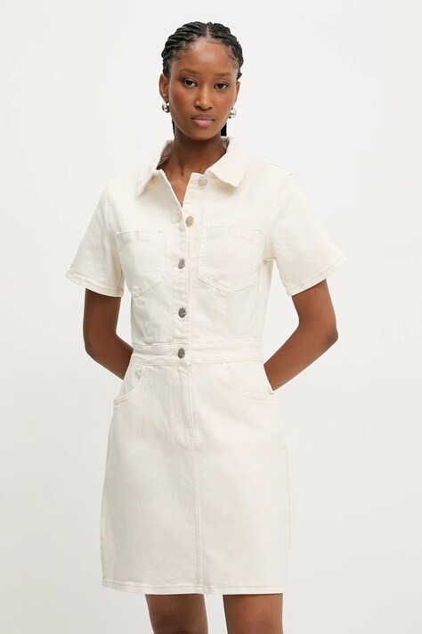 Φόρεμα τζιν Answear.LAB χρώμα: μπεζ