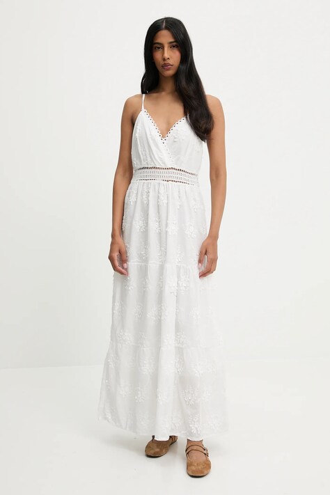 Answear Lab rochie din bumbac culoarea alb, maxi, evazată
