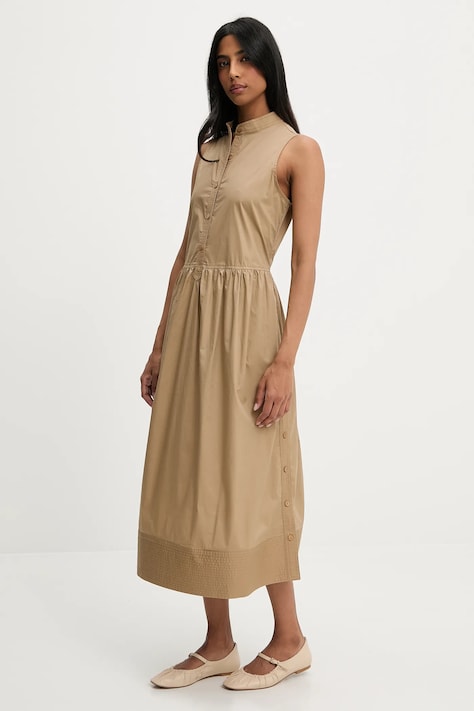 Answear Lab rochie din bumbac culoarea bej, midi, evazată