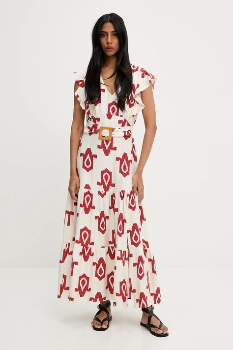 Answear Lab rochie culoarea rosu, maxi, evazată