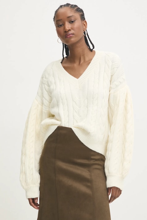 Answear.LAB sweter z wełną kolor beżowy