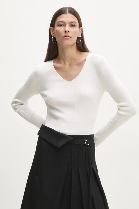 Answear Lab pulover din lână merino culoarea bej, light