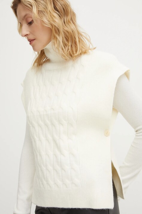 Answear Lab gilè in lana colore beige