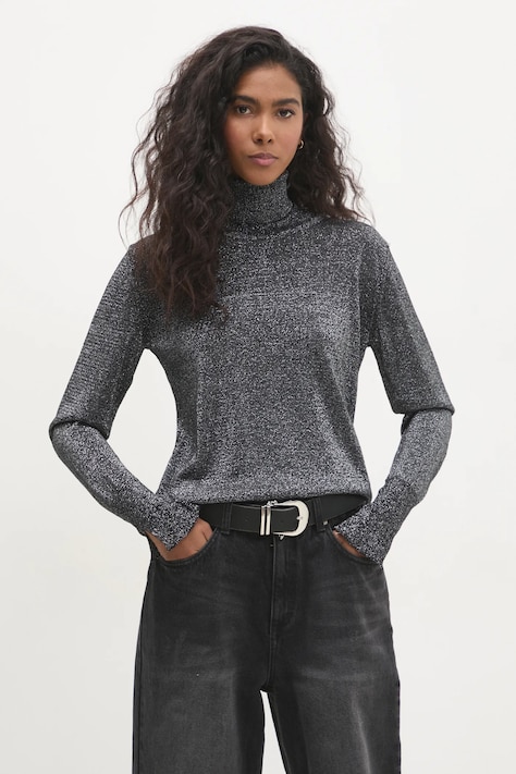 Svetr Answear.LAB dámský, černá barva, lehký, s golfem