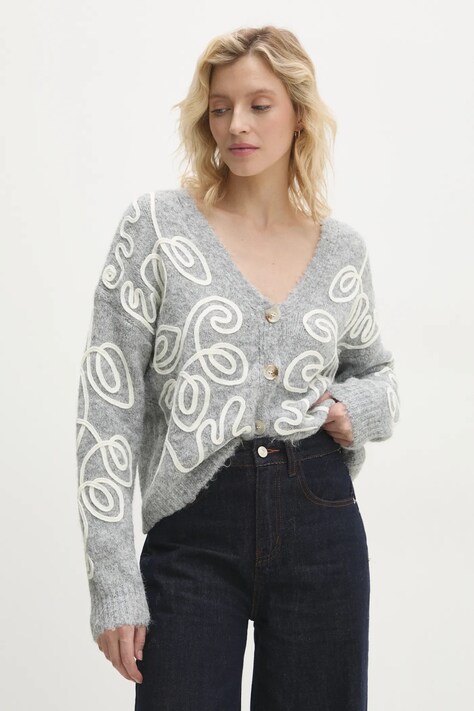 Answear Lab cardigan in lana colore grigio