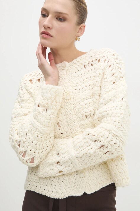 Answear Lab cardigan femei, culoarea alb