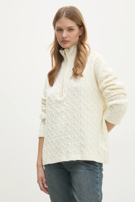 Answear.LAB sweter damski kolor beżowy ciepły z golfem