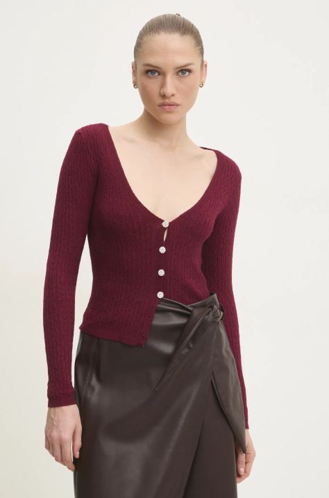 Answear Lab cardigan femei, culoarea bordo, light