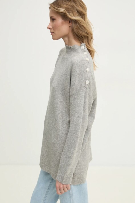 Answear Lab pulover de lana culoarea gri, light, cu guler