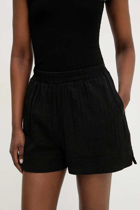 Bavlněné šortky Answear Lab dámské, černá barva, hladké, high waist