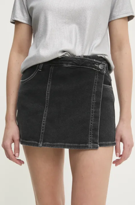 Answear Lab szorty jeansowe damskie kolor czarny gładkie high waist